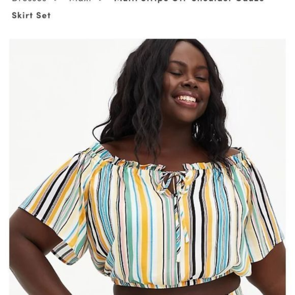 Torrid Colorful Stripes Off the Shoulder Crop Top 3X NWT